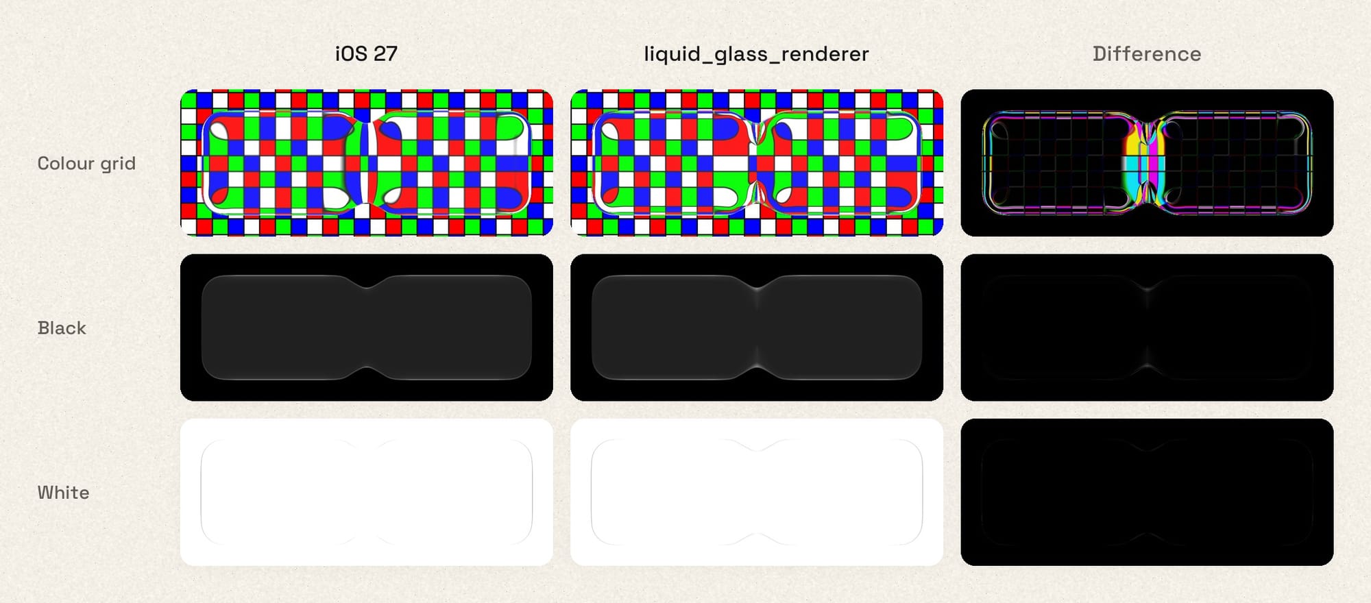 Two merging rectangles in iOS 27 next to ours, with the difference between them
